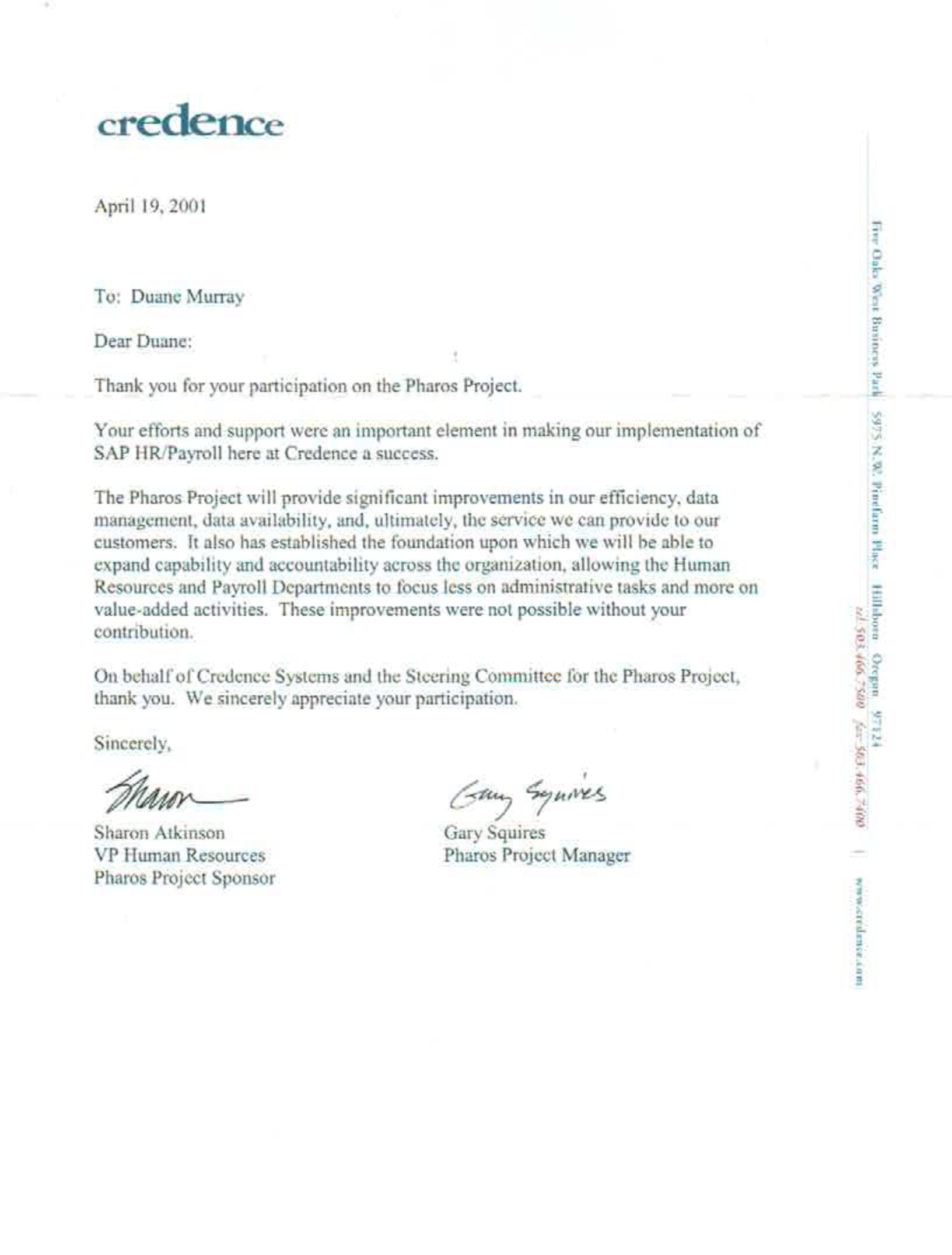 SAP HR Resource Planning Team (Pharos Project)