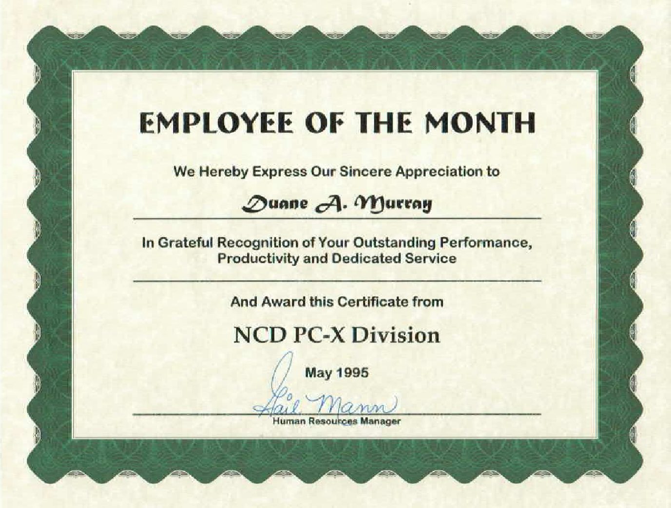 NCD Employee of the Month
