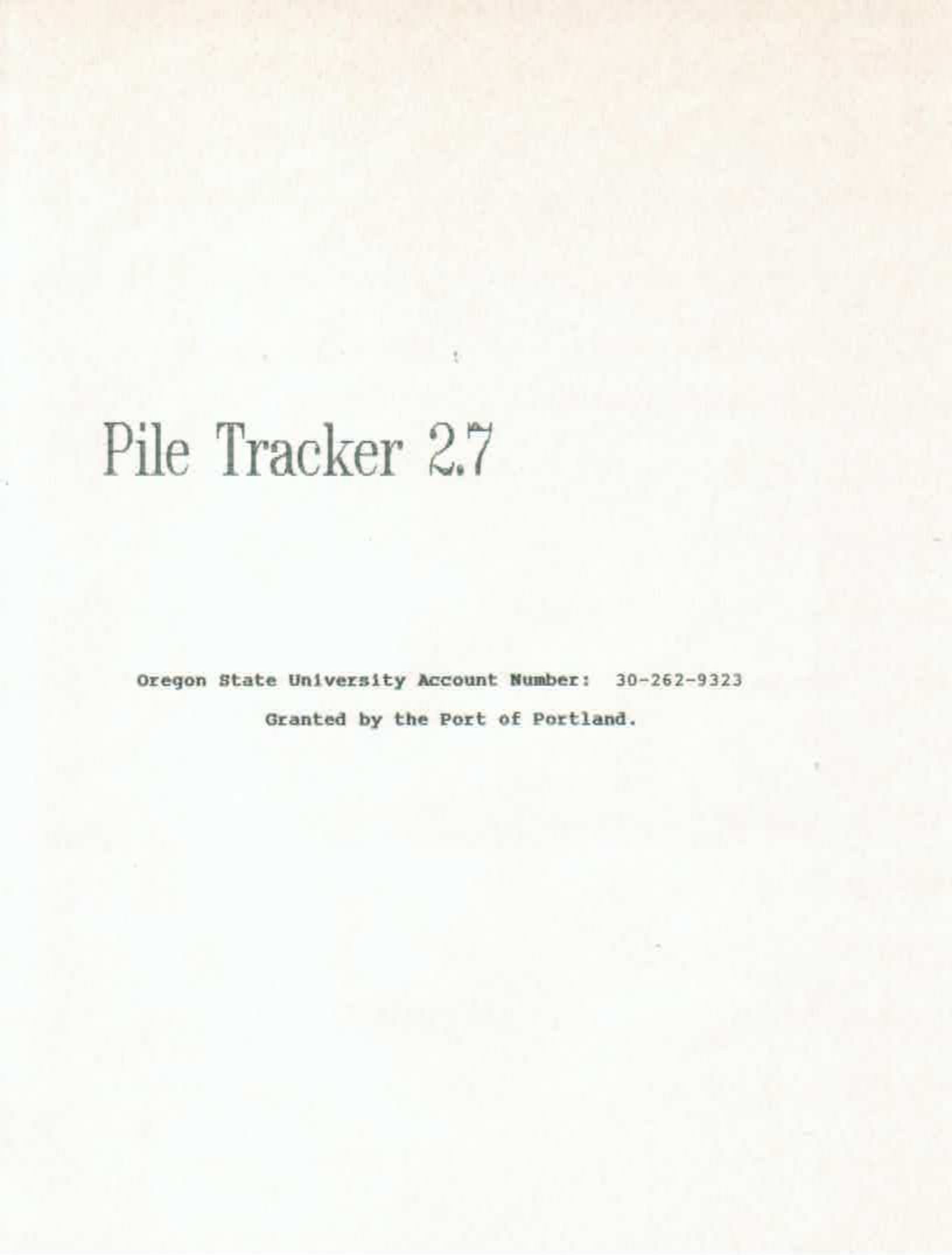 Pile Tracker, Port of Portland