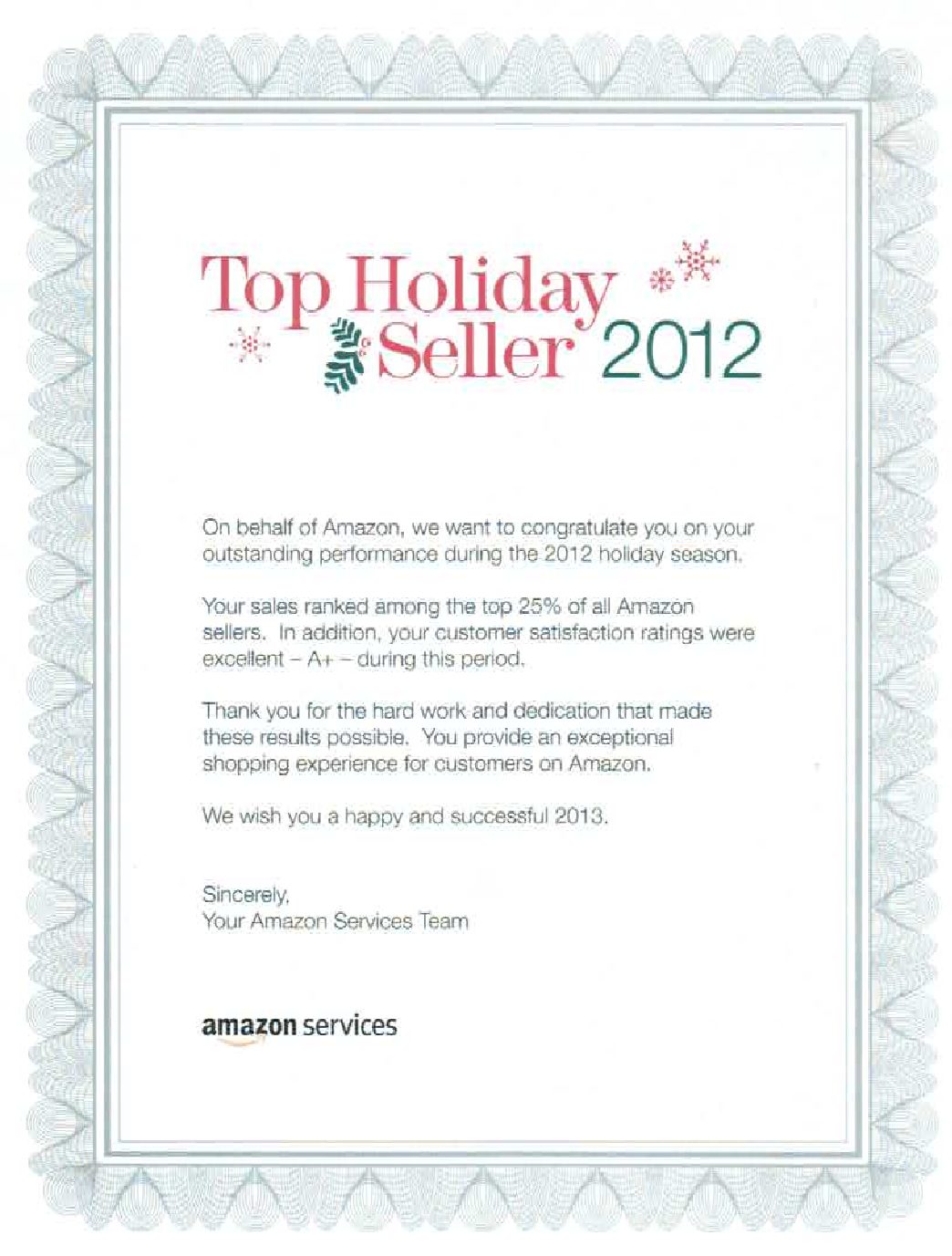 Amazon Top Holiday Seller Award for Seismic Music