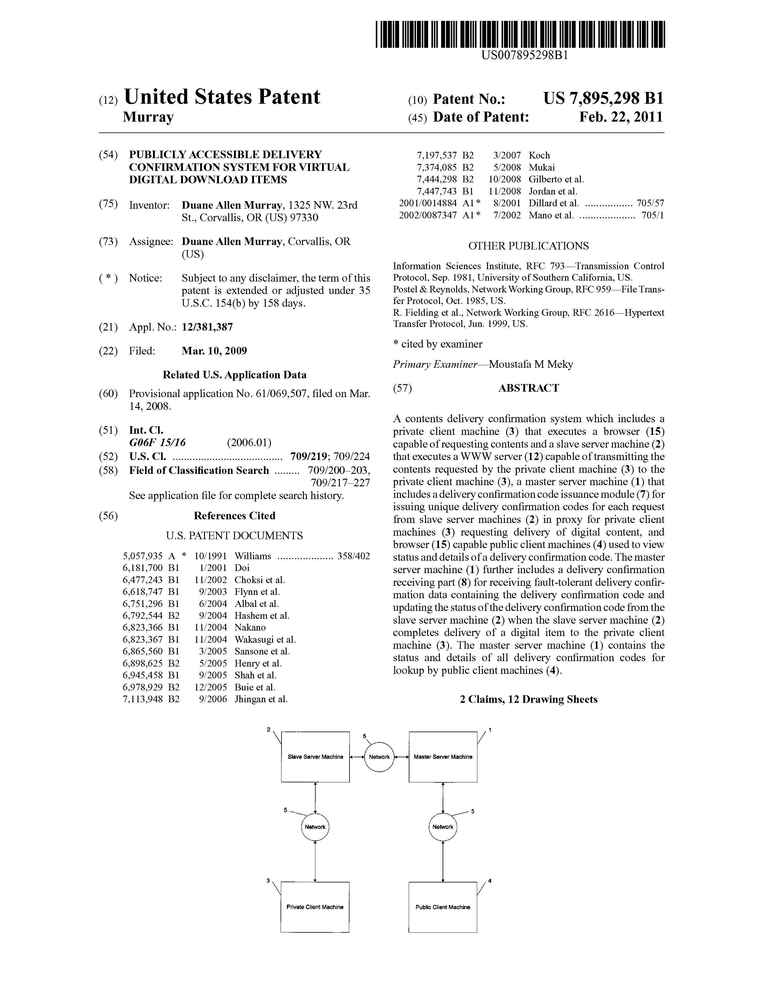 United States Patent – Digital Download Delivery Confirmation